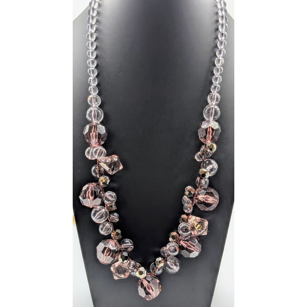 Mark by Avon Smoky Purple Tones Cluster Faceted Beaded Statement 32 Necklace